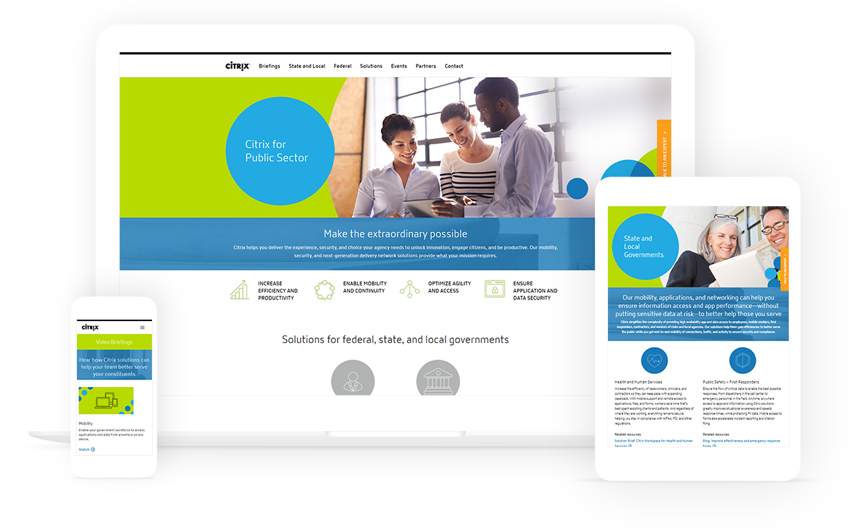 Web presence speaks to government buyer priorities Focused content repository acts as central hub