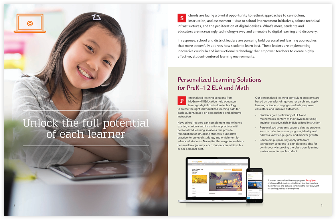 Engaging content for curriculum supervisors sample page from K-12 brochure